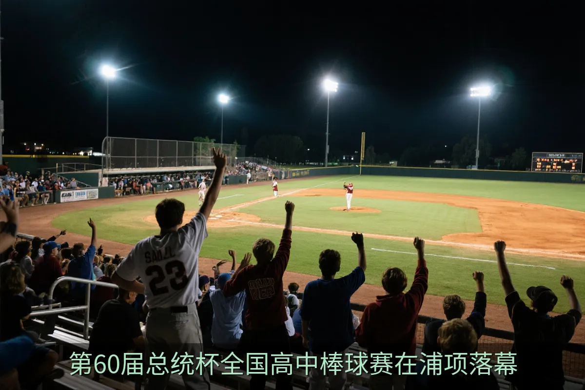 观众在看台观看高中棒球赛事
